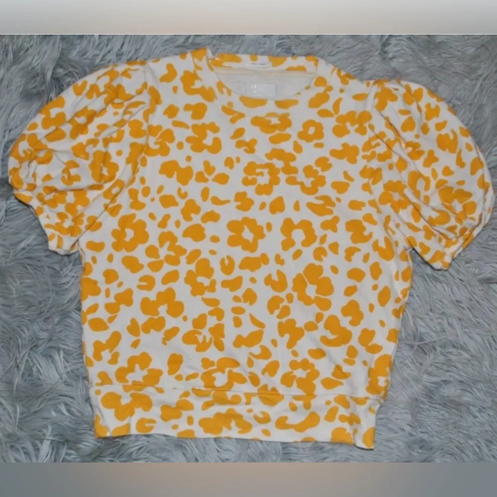 MOTHER The Curve Ball Sweatshirt Tee Puff Sleeve Top size S Womens - Picture 3 of 7